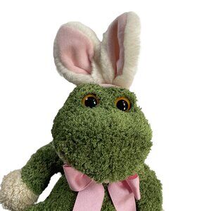 Animal Adventure Green & White Terrycloth Plush Frog Bunny Toy 12 Inches Easter